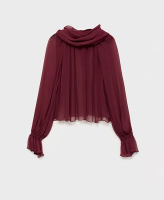 Women's Foulard Detail Semi-Transparent Blouse