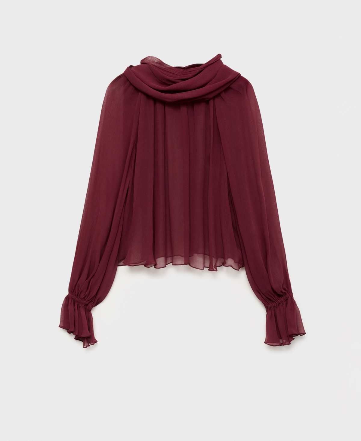 Mango Semi-transparent Blouse With Foulard Burgundy In Brown