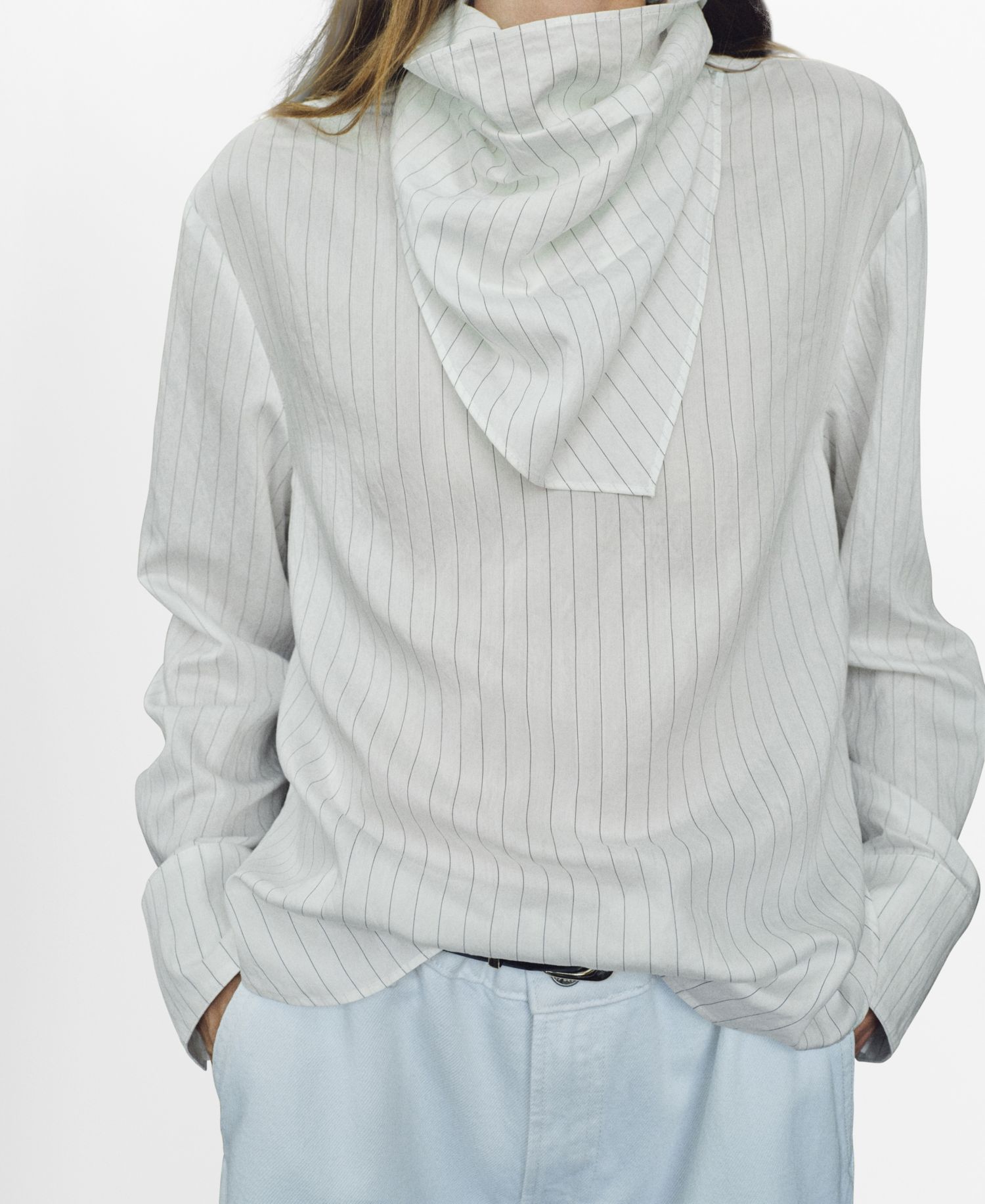 Women's Handkerchief Detail Striped Blouse