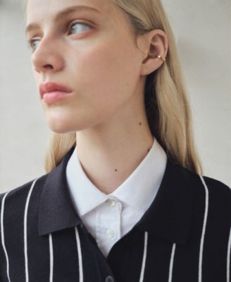 Women's Striped Polo-Neck Sweater