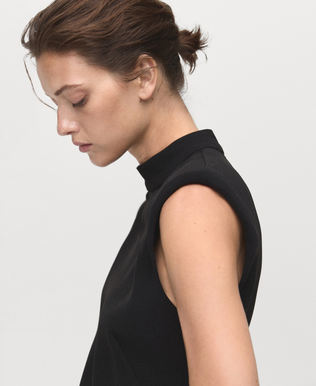 Mango Landa Sleeveless Ruffle Hem Dress In Black