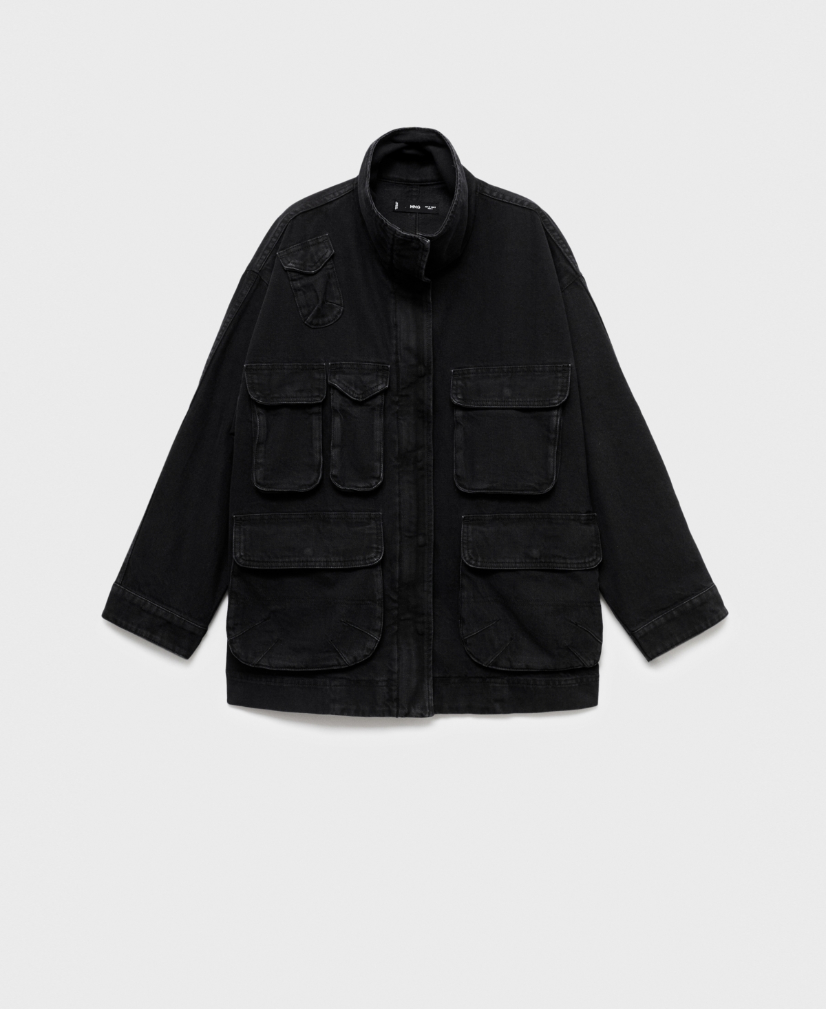 Mango Women's Pockets Oversized Denim Parka In Black