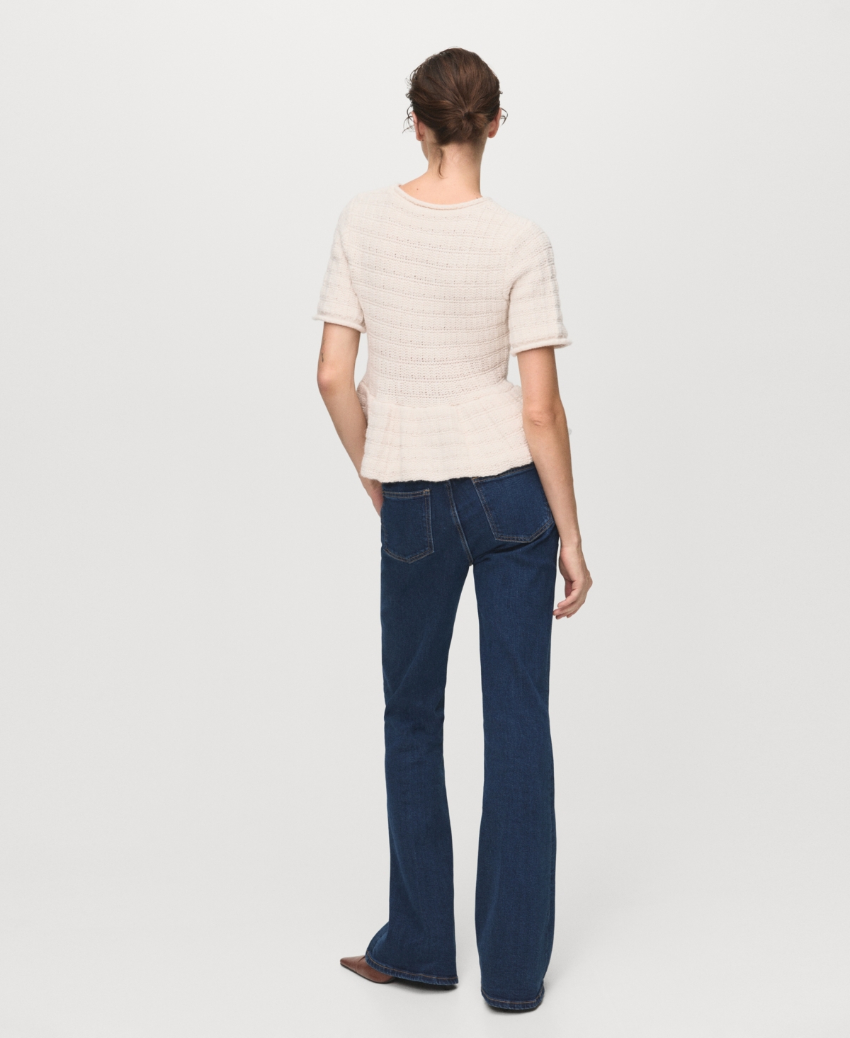 Mango Textured Ruffle Sweater Ecru In Neutral