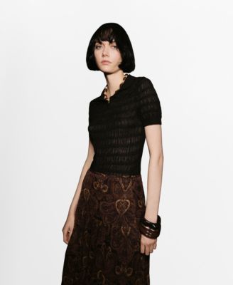 MANGO - Women's Polo-Neck Textured Sweater