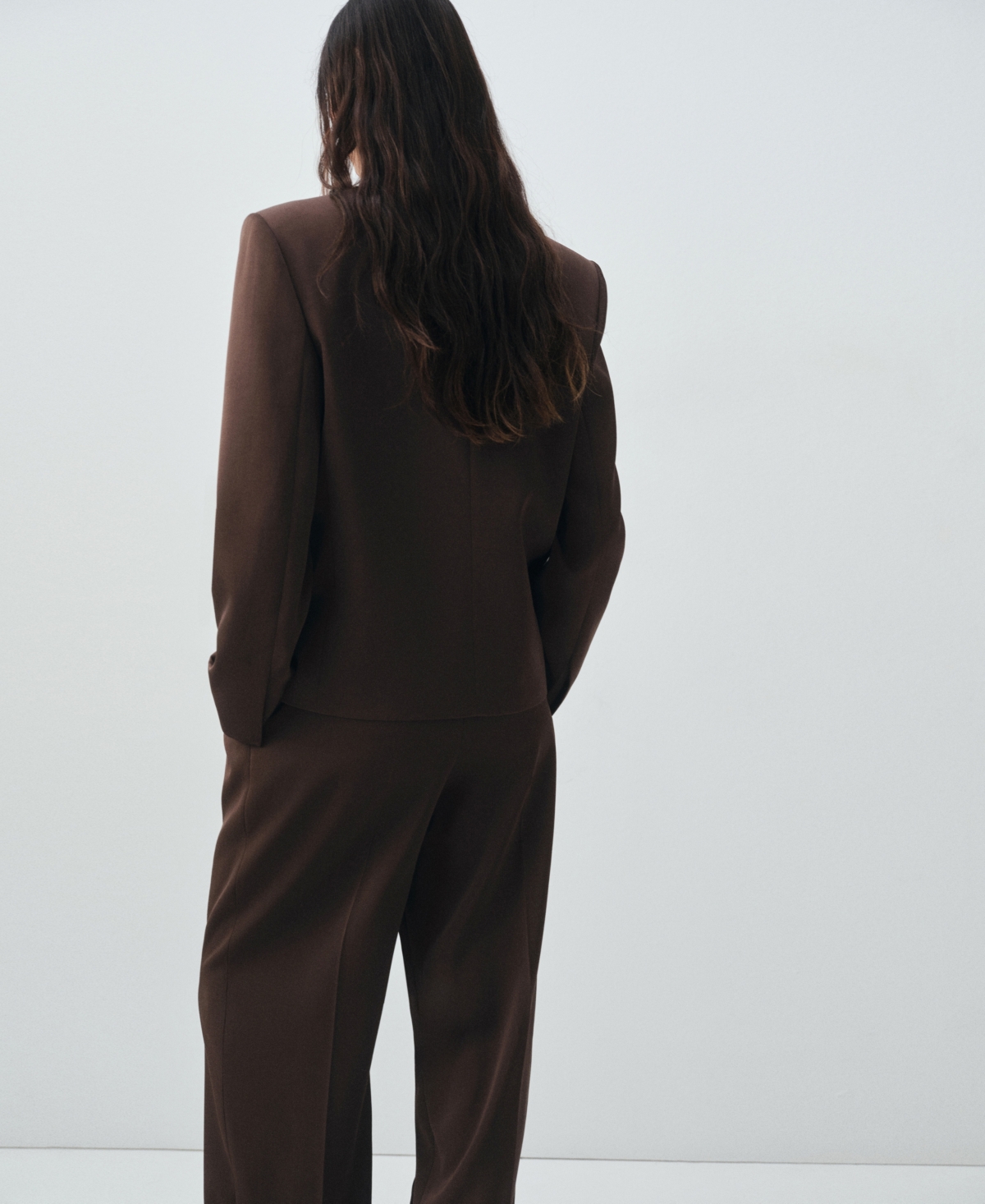 Mango Double Breasted Suit Blazer In Brown