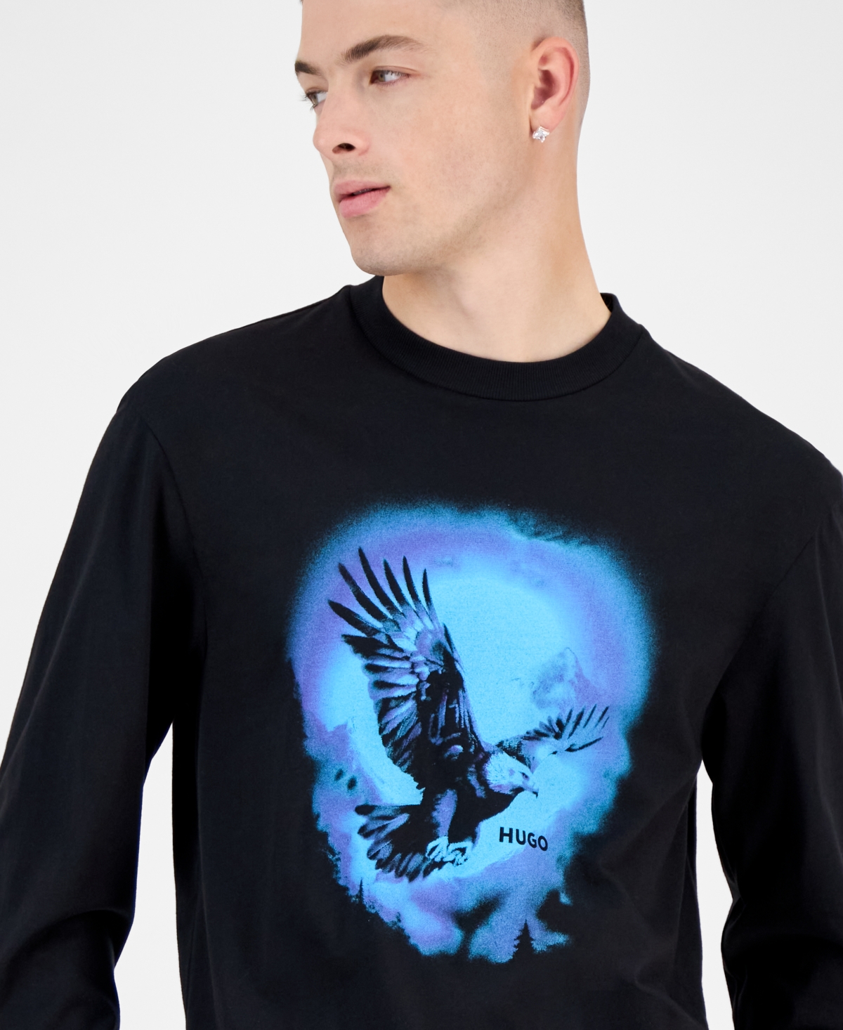 Hugo Boss Men's Cotton Nagtox Long-Sleeve Crewneck Graphic T-Shirt