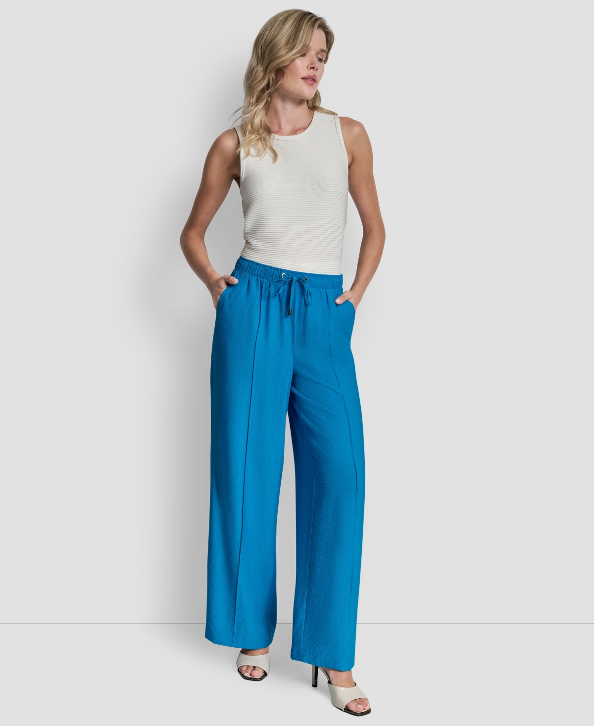 Dkny Women's Seam Crinkle Pull-on Pants In Blue