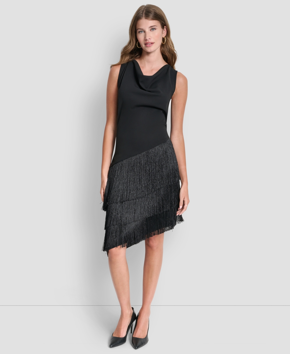 Dkny Women's Cowl Neck High-Low Tiered A-line Dress
