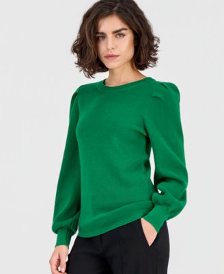 Women's High-Crewneck Long-Puff-Sleeve Sweater 