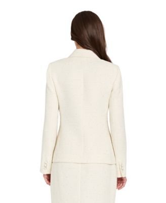Tahari Asl Womens Peak Lapel Boucle Shimmer Blazer Boucle Pencil Skirt In White