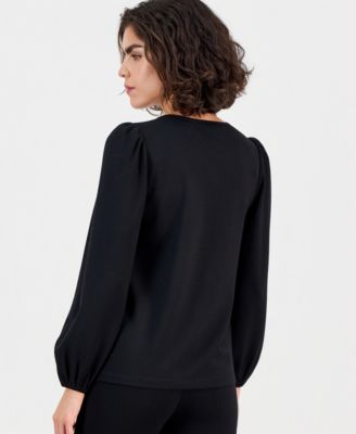 Women's Serenity Knit Long-Puff-Sleeve Top