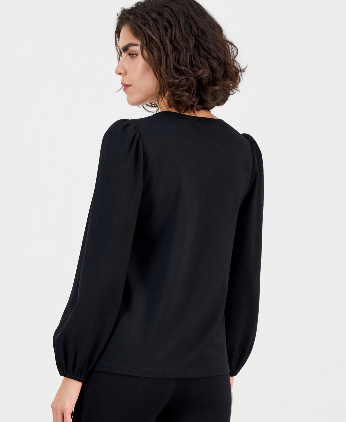 Ak Anne Klein Petite Serenity Knit Long-Sleeve Top