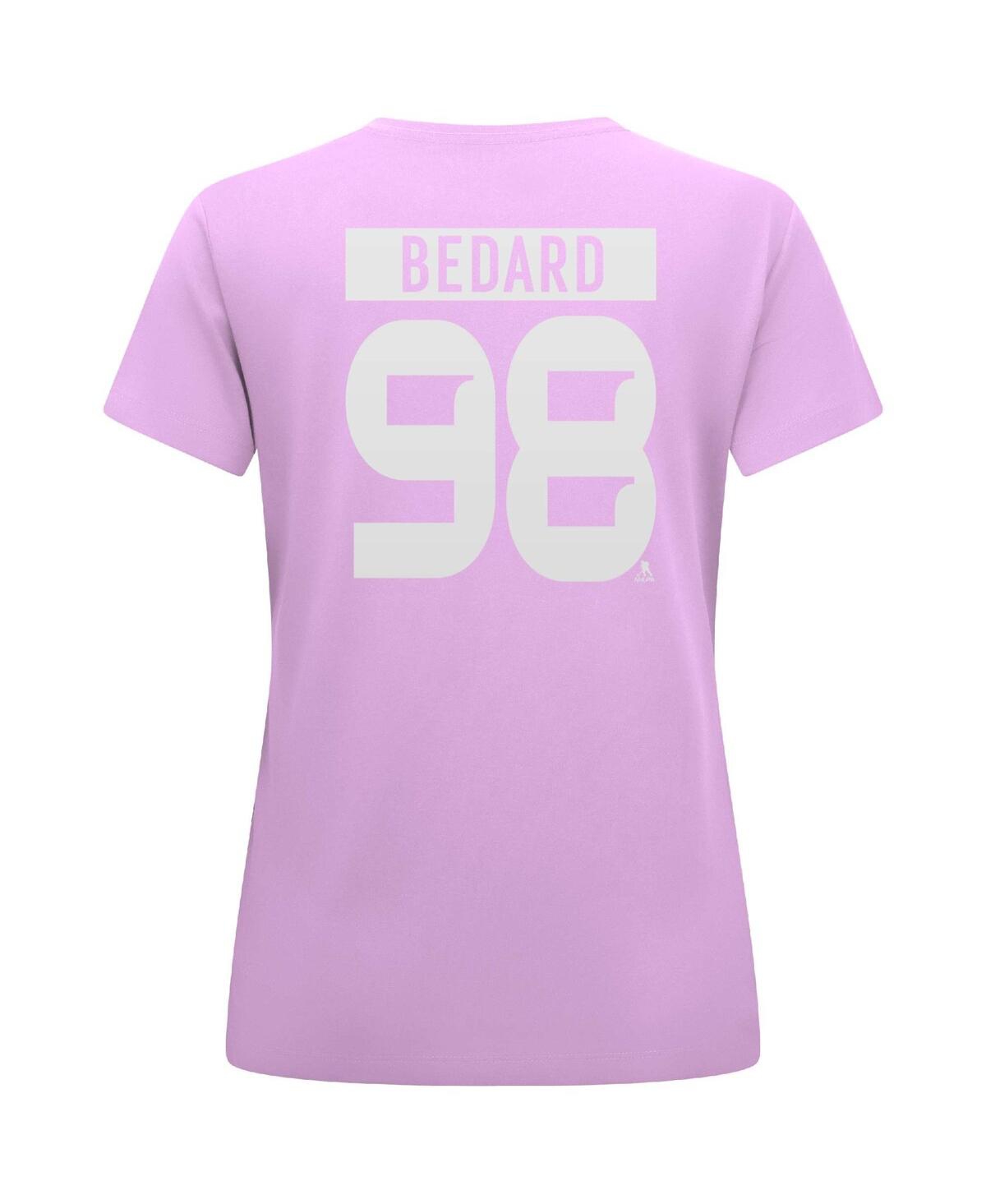 Levelwear Women's Connor Bedard Lavender Chicago Blackhawks Hockey Fights Cancer Anthem Name Number T-shirt In Purple