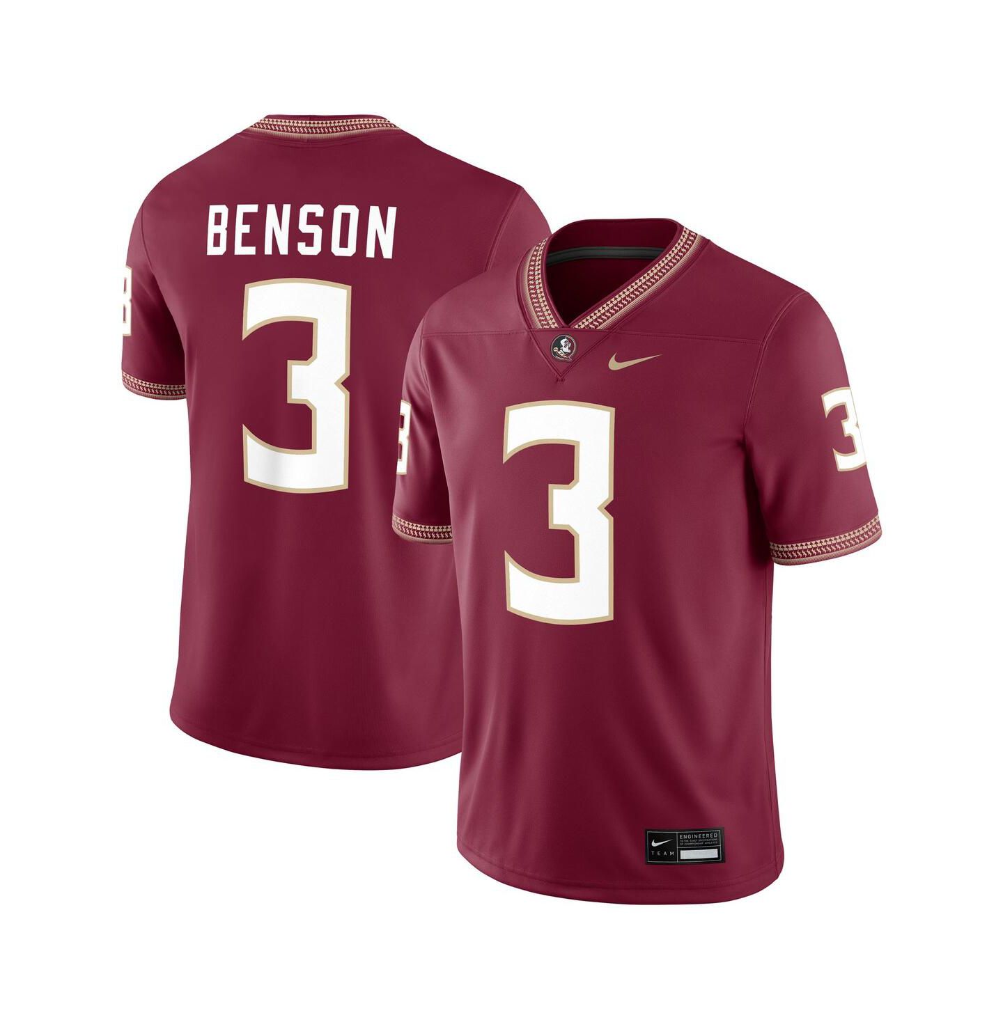 Мужской топ Nike Trey Benson Garnet Florida State Seminoles Player Game Jersey — фото 1