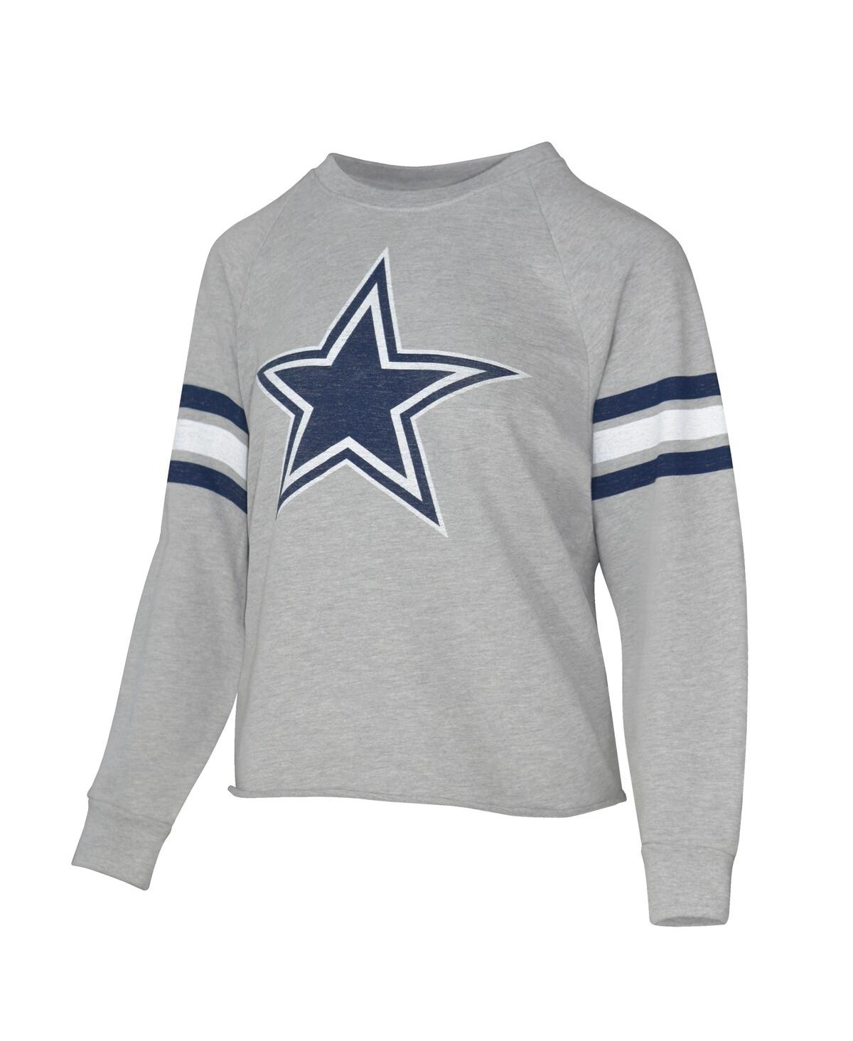 Lauren James Women's Gray Dallas Cowboys Raglan Terry Sweatshirt In Gray