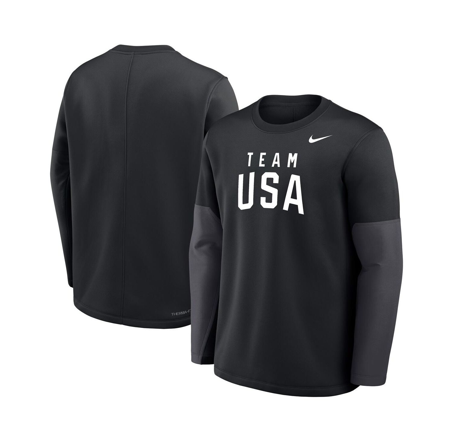 Men's Black Team USA Coaches Therma-FIT Long Sleeve T-Shirt