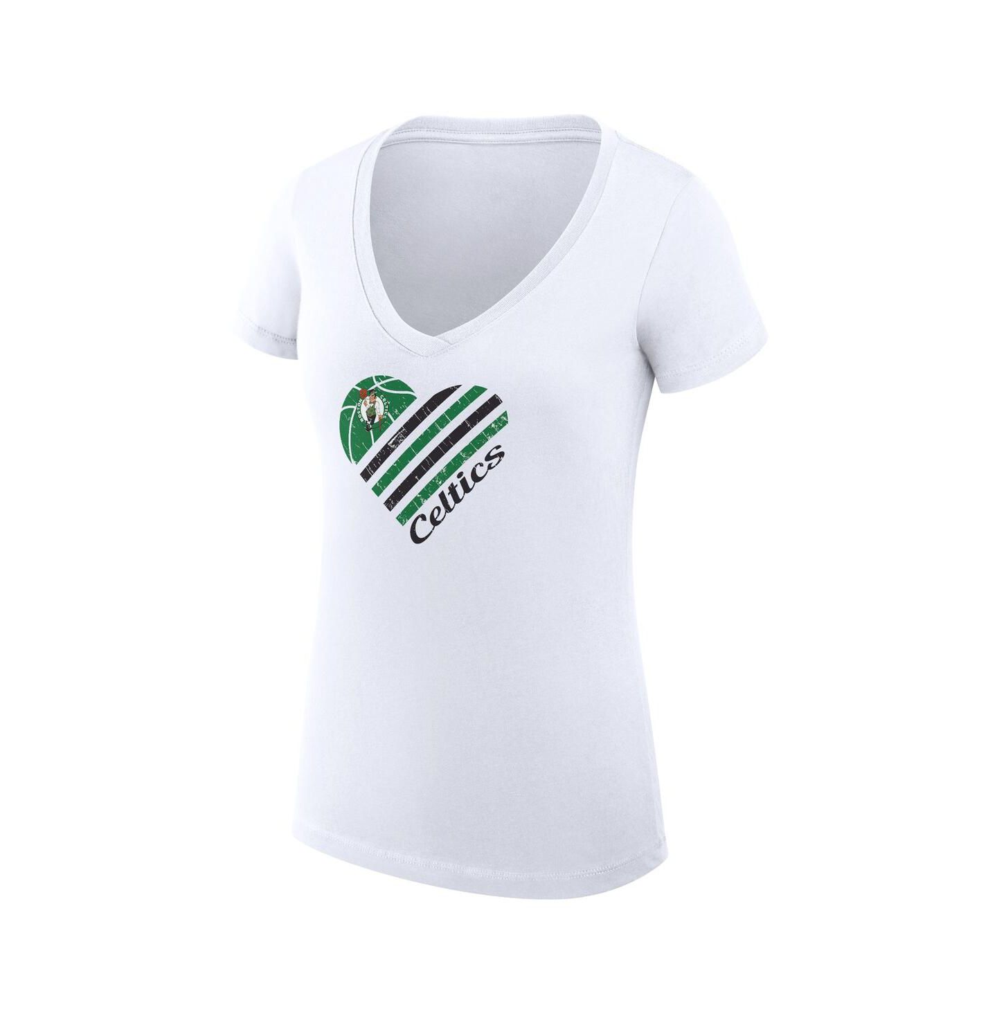 Женская футболка G-III 4Her by Carl Banks White Boston Celtics Super-Slim Fit Lightweight Heart V-Neck — фото 2