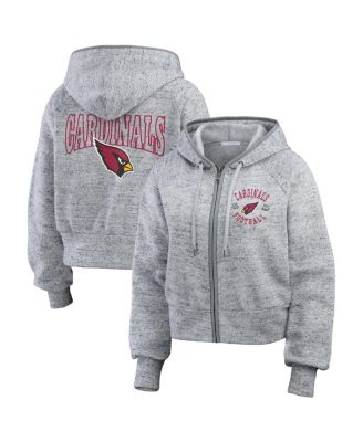 WEAR by Erin Andrews - Women's Heather Gray Arizona Cardinals Speckled Fleece Cropped Full-Zip Hoodie