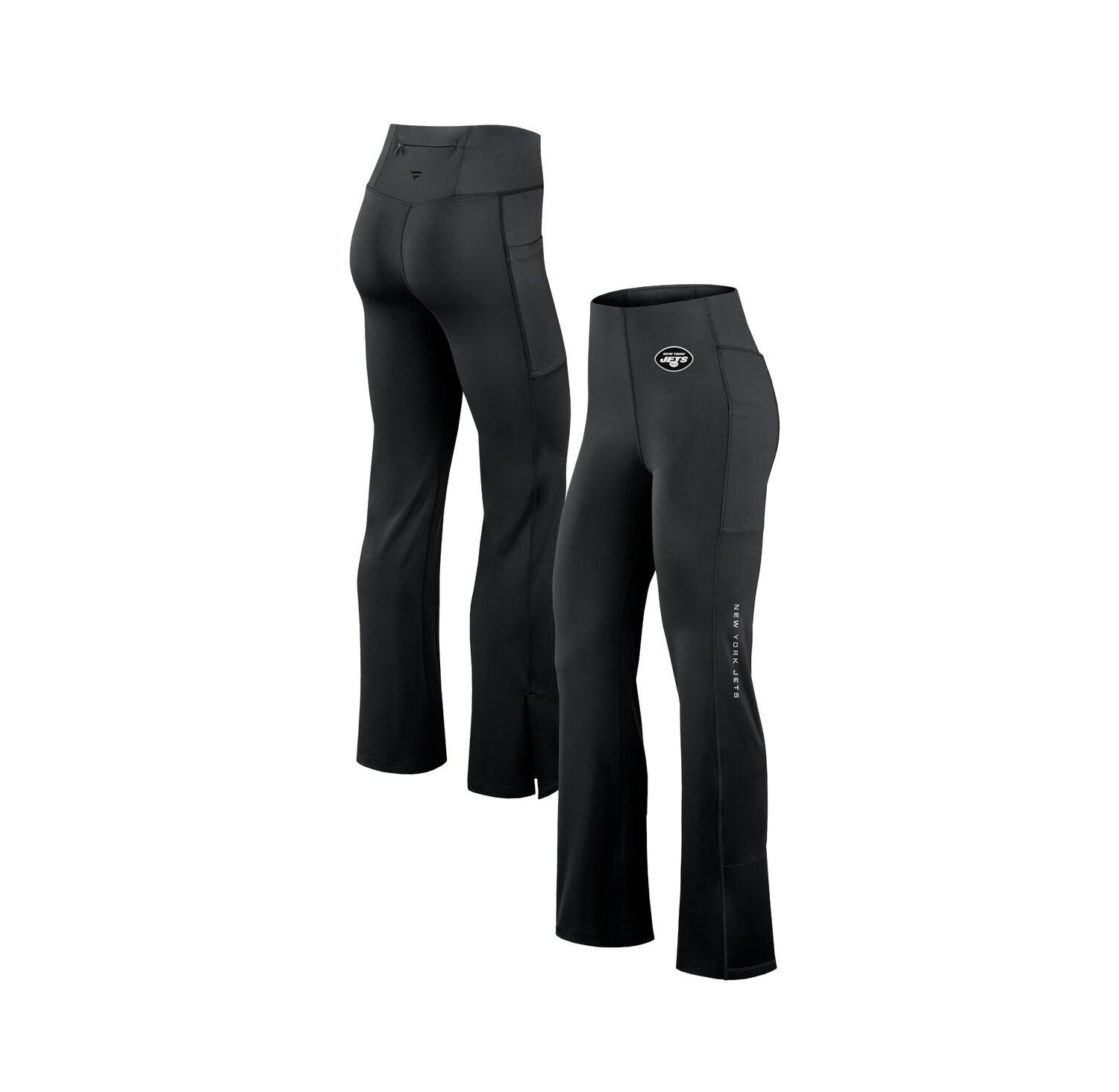 Women's Black New York Jets Studio Fitted Flared Leggings