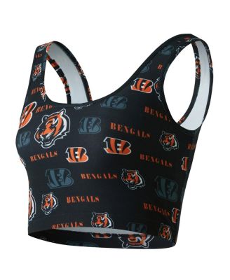 Women's Black Cincinnati Bengals Mosaic Allover Print Bralette