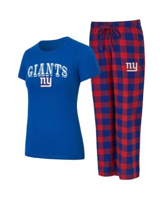 Concepts Sport - Women's 2-Piece Royal/Red New York Giants Avondale T-Shirt and Pants Flannel Pajama Set