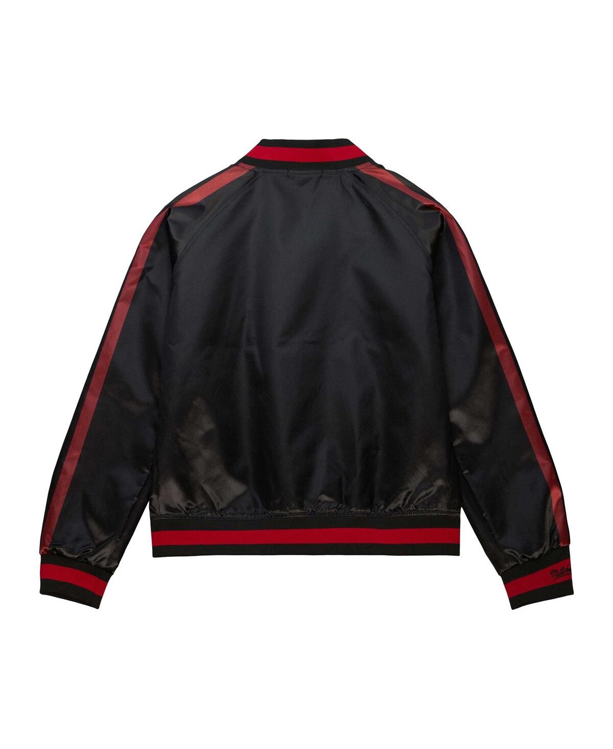 Mitchell & Ness Women's Black Buffalo Bills Raglan Satin Full-snap Jacket In Blue