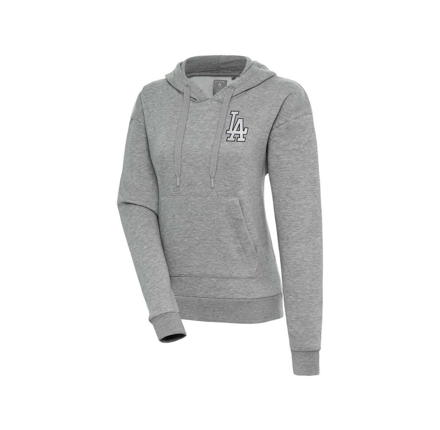 Women's Heather Gray Los Angeles Dodgers Brushed Metallic Victory Pullover Hoodie