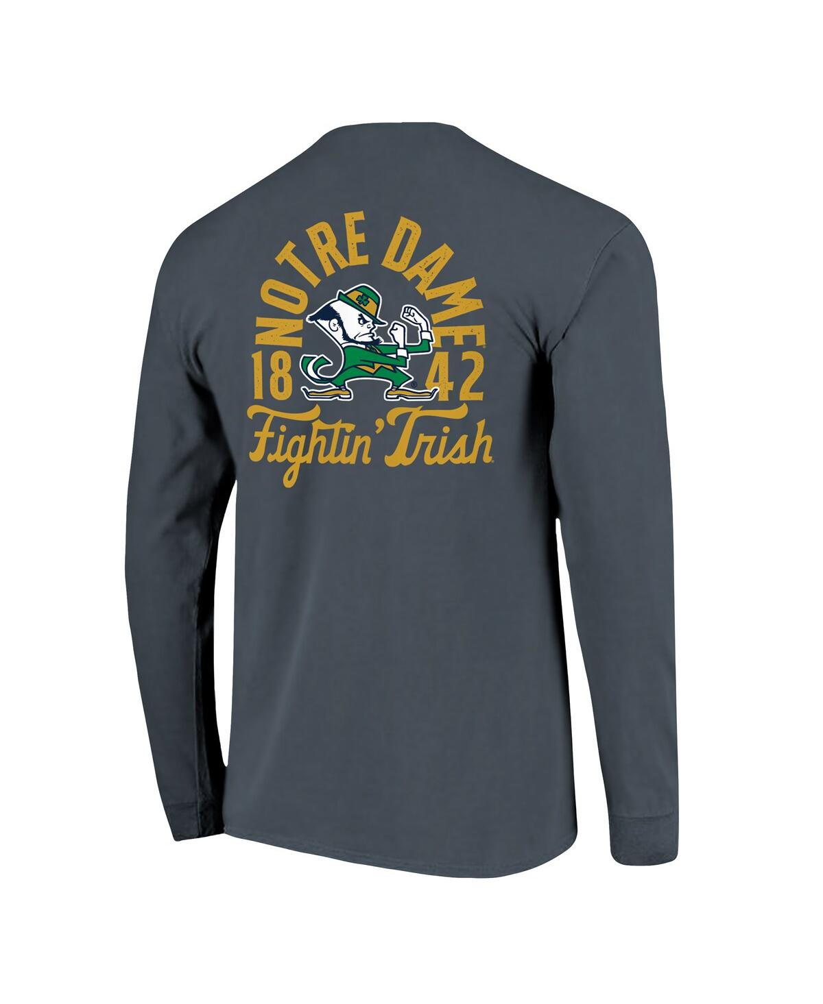Image One Men's Navy Notre Dame Fighting Irish Comfort Colors Mascot Overlay Long Sleeve T-shirt In Blue