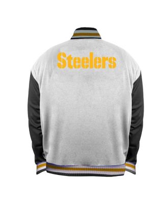 Women's White Pittsburgh Steelers Plus Size Full-Snap Satin Jacket