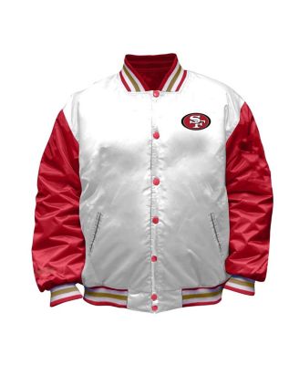 Women's White San Francisco 49ers Plus Size Full-Snap Satin Jacket