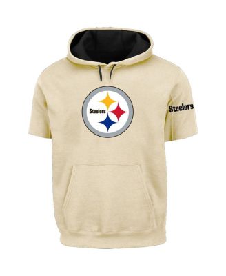 Profile - Men's Oatmeal Pittsburgh Steelers Big Tall Chest Print and Logo Short Sleeve Pullover Hoodie