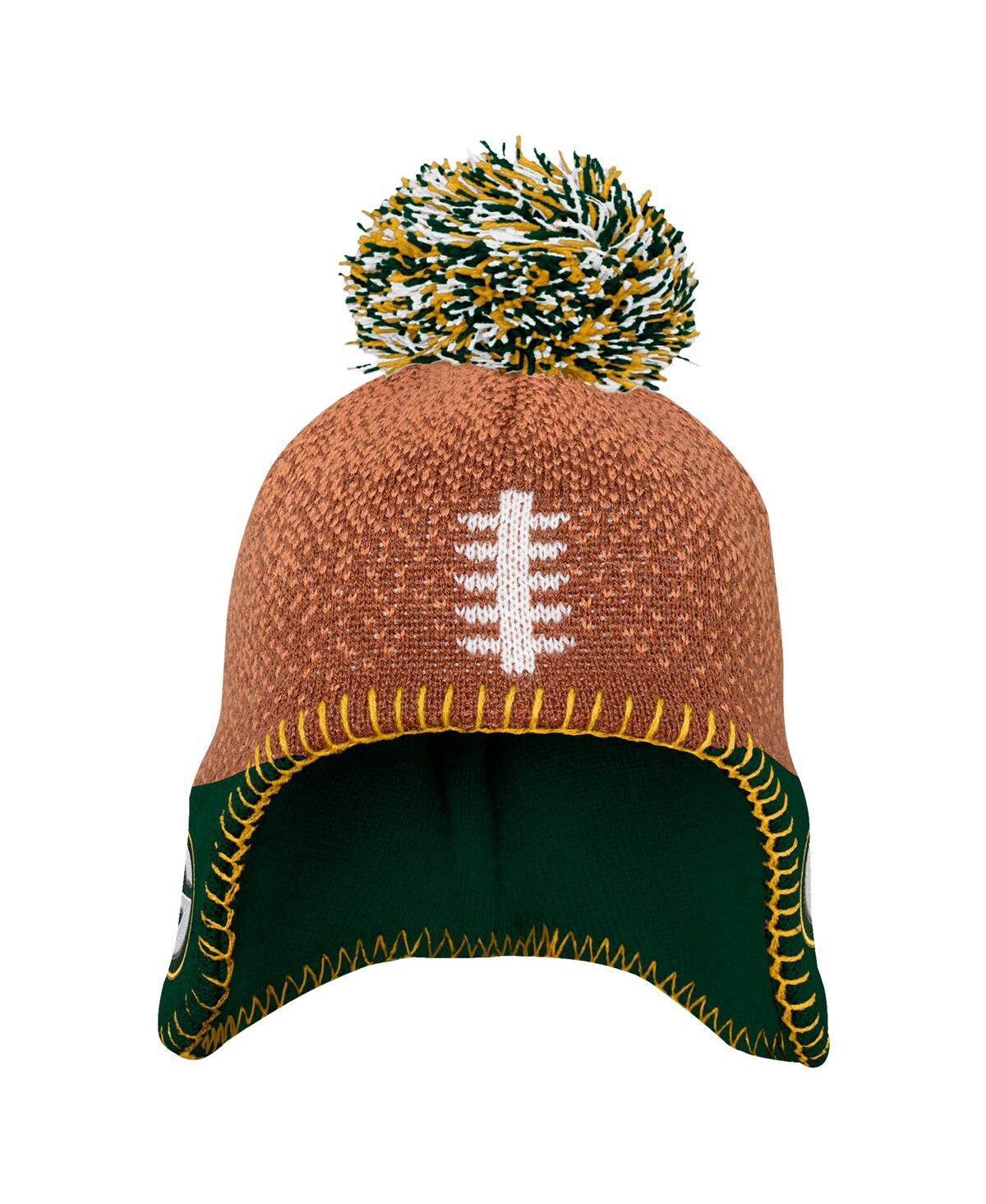Outerstuff Preschool Brown Green Bay Packers Football Head With Pom Knit Hat In Brown
