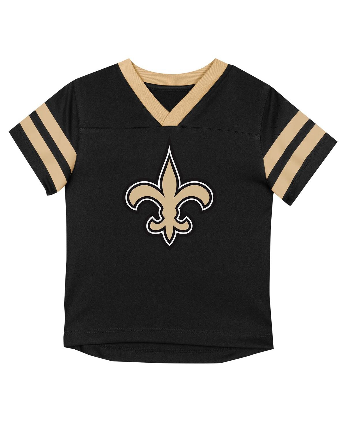 Outerstuff Toddler 2-piece Black/vegas Gold New Orleans Saints Red Zone V-neck T-shirt And Pants Set In Neutral