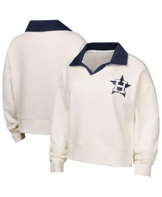 Outerstuff - Big Girls White Houston Astros Ballpark Hit Collared V-Neck Pullover Sweatshirt