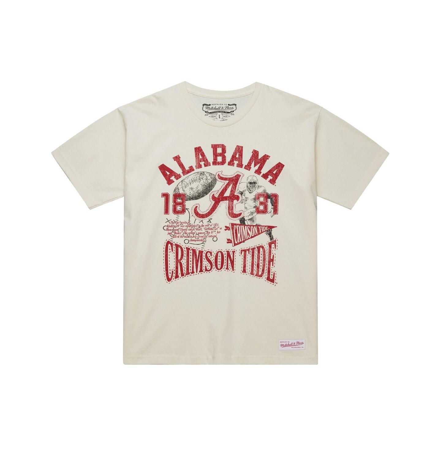 Мужская футболка Mitchell & Ness Cream Alabama Crimson Tide Heritage Scholar — фото 2