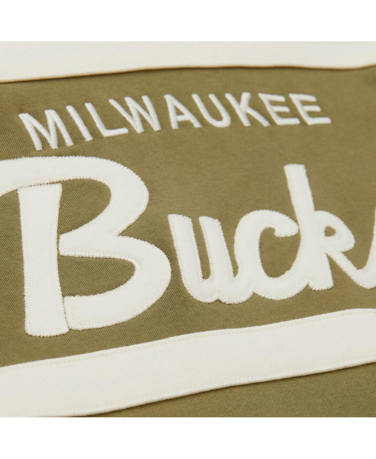 Mitchell & Ness Men'sâ Olive Milwaukee Bucks Double Clutch Head Coach Hoodie In Green