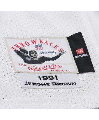 Men's&nbsp;Jerome Brown White Philadelphia Eagles 1991 Authentic Throwback Retired Player Jersey