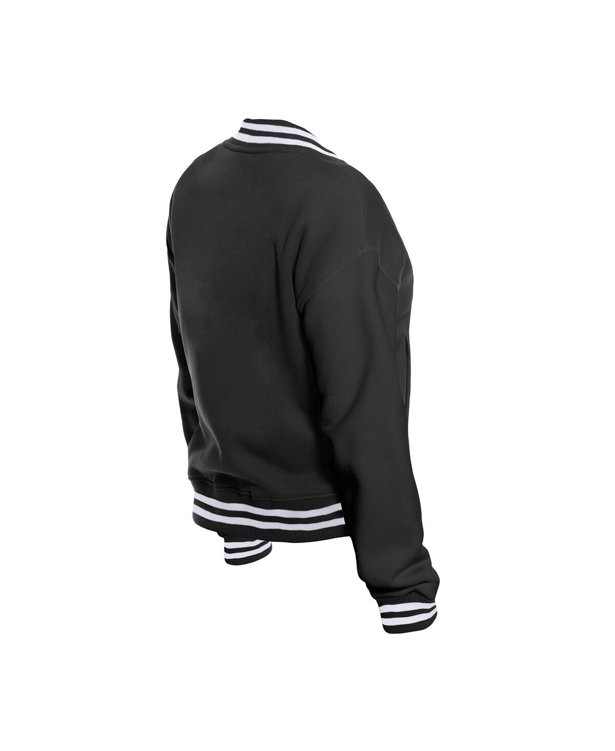 New Era Women's Black New Orleans Saints Throwback Fleece Full-snap Jacket In Gray