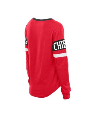Women's Red Kansas City Chiefs Throwback Lace-Up Long-Sleeve T-Shirt
