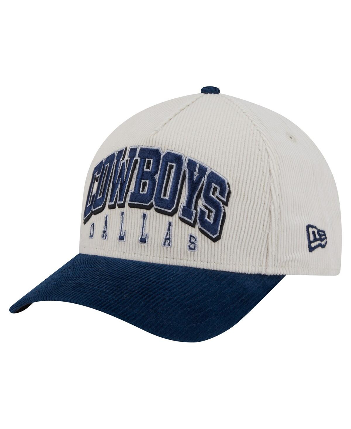 New Era Men's Cream/navy Dallas Cowboys Sided Corduroy 9forty A-frame Adjustable Hat In Multi
