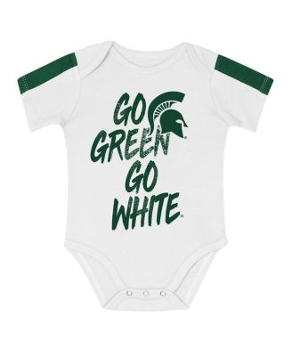 Baby Boys and Girls 3-Piece Green/White Michigan State Spartans Double Down Bodysuit and Pants Set
