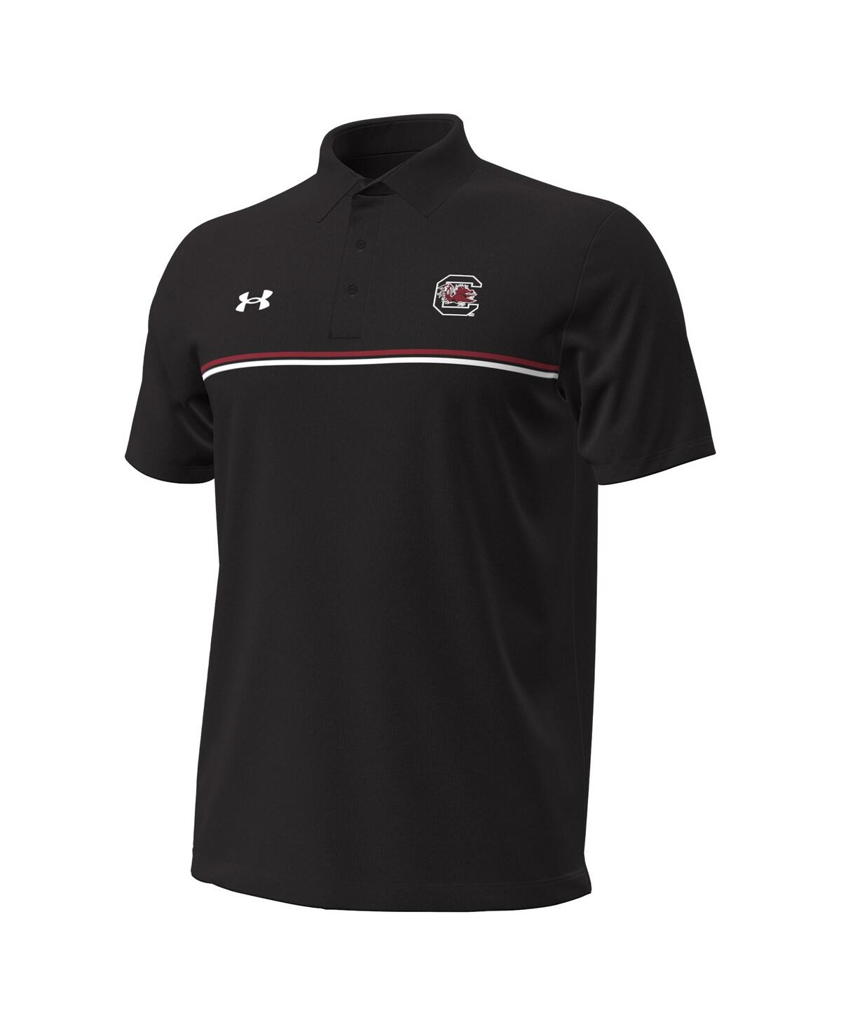 Under Armour Men's Black South Carolina Gamecocks Performance Drive Chest Stripe Polo Shirt In Black