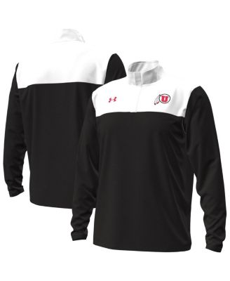 Under Armour - Men's Black/White Utah Utes Green Blocked Quarter-Zip Pullover Sweatshirt