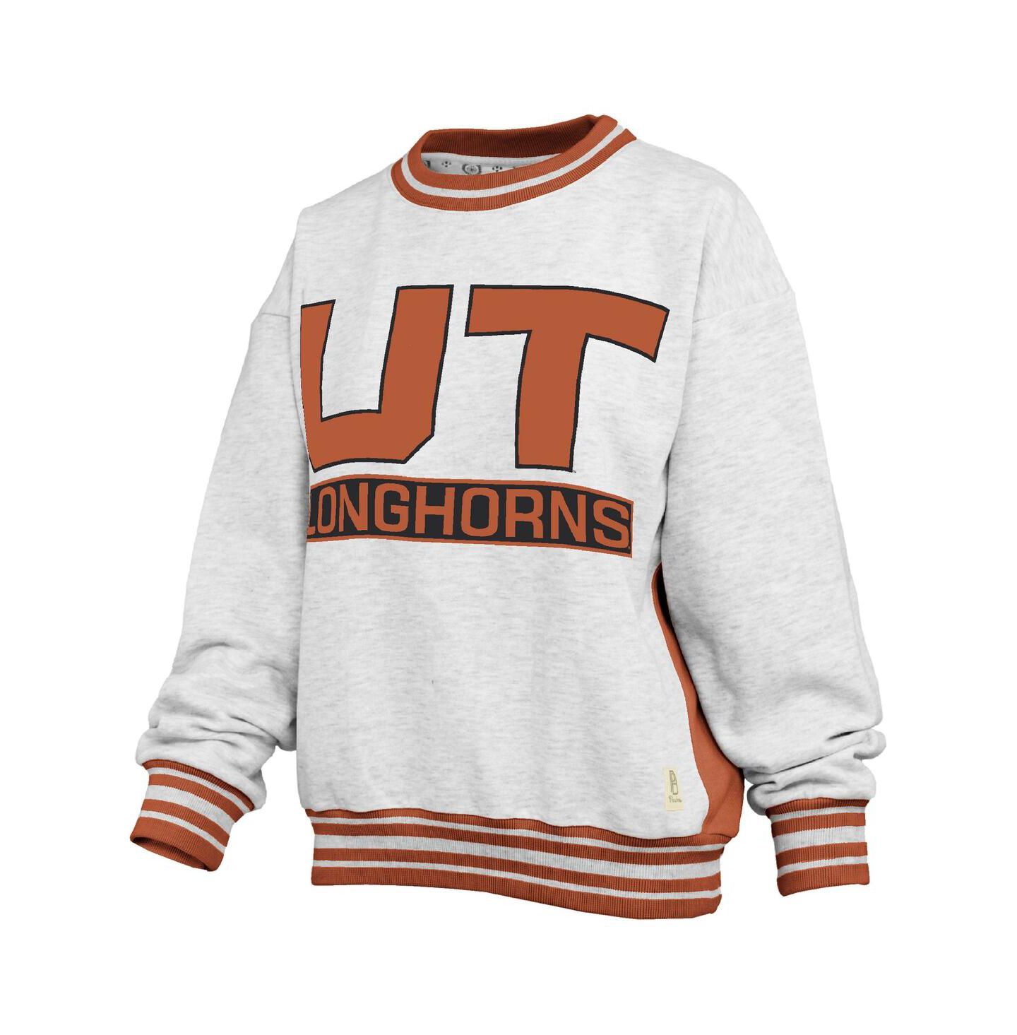 Женская толстовка Pressbox Heather Gray/Orange Texas Longhorns Endzone Crewneck — фото 2