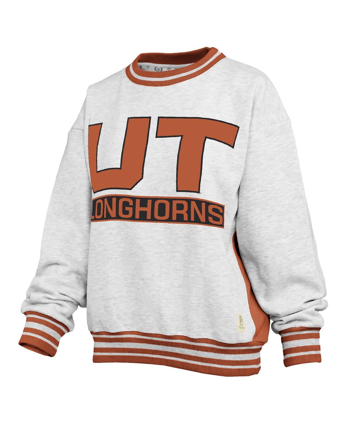 Pressbox Women's Heather Gray/orange Texas Longhorns Endzone Crewneck Sweatshirt In White