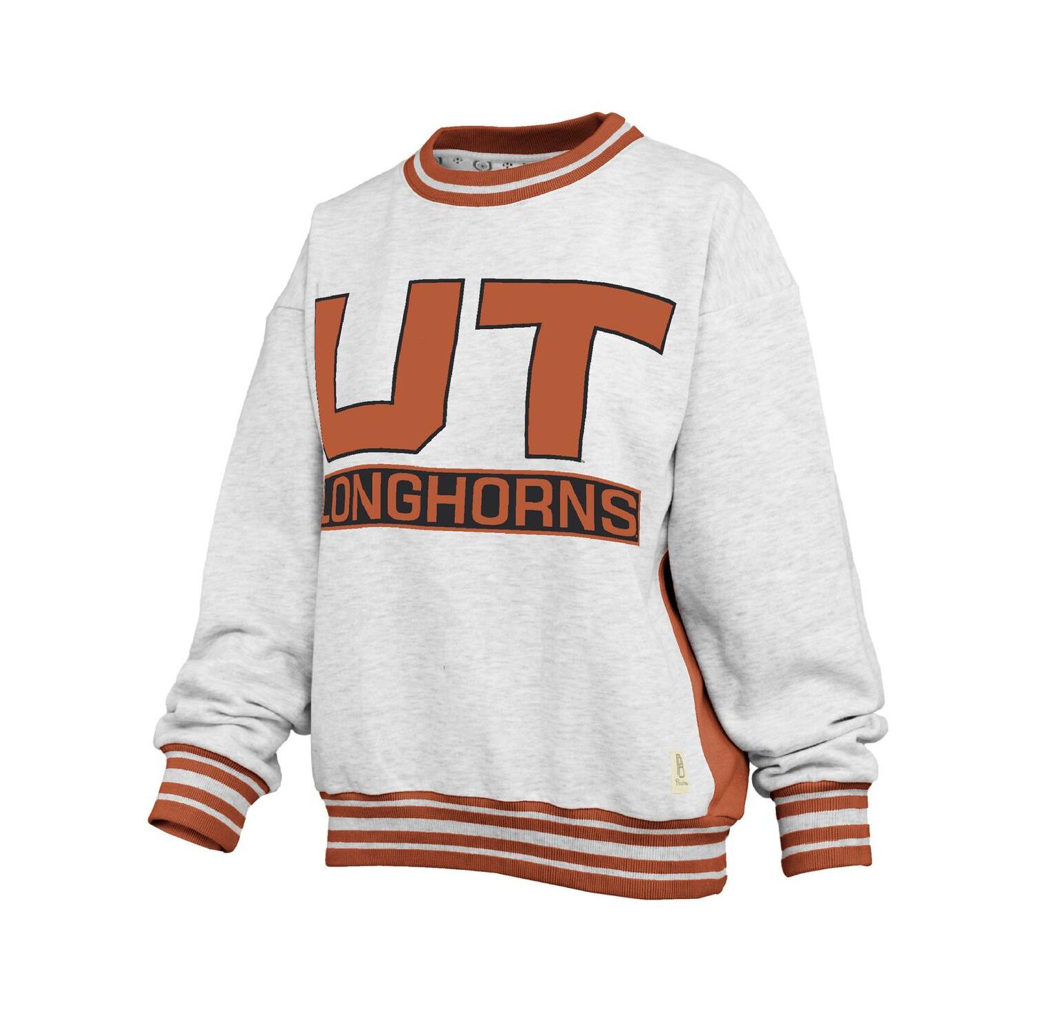 Women's Heather Gray/Orange Texas Longhorns Endzone Crewneck Sweatshirt
