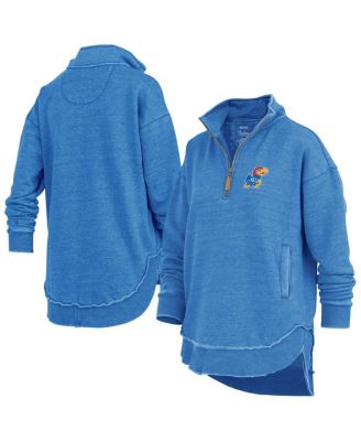 Pressbox - Women's Royal Kansas Jayhawks Northfork Sojourn Poncho Quarter-Zip Sweatshirt