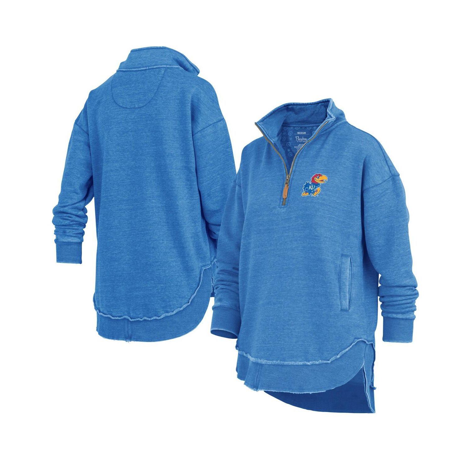 Women's Royal Kansas Jayhawks Northfork Sojourn Poncho Quarter-Zip Sweatshirt