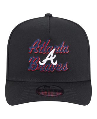 Men's Black Atlanta Braves Chainstitch 9FIFTY A-Frame Snapback Hat
