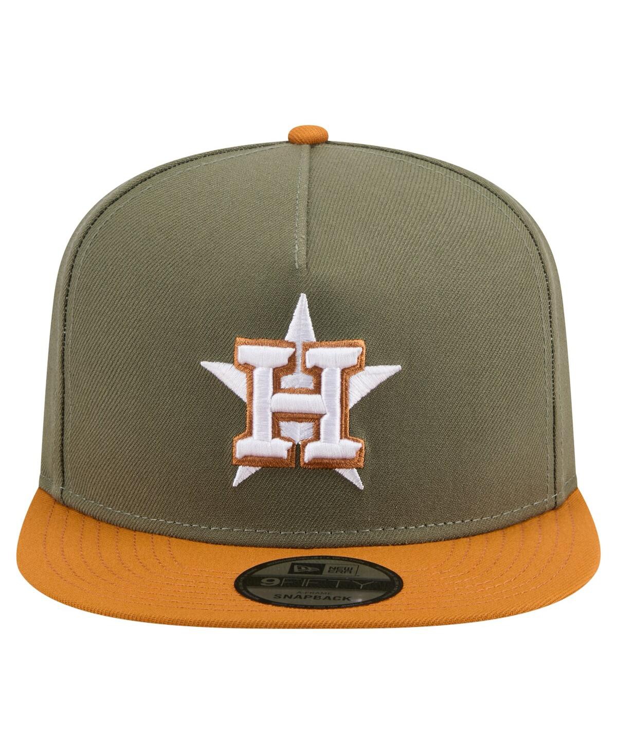 New Era Men's Olive/brown Houston Astros Color Pack A-frame 9fifty Snapback Hat In Multi